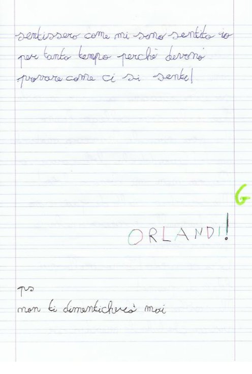 Lettera di un bambino seguito dal CRV